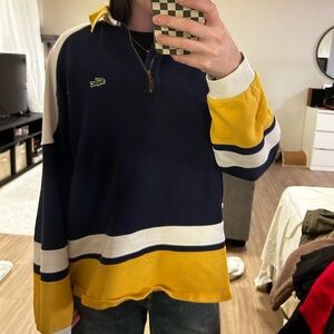 Vintage Navy and Yellow Lacoste Yachting Quarter Zip